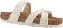 Birkenstock Rivet Logo Textiel Slide Sandalen Beige Dames - Thumbnail 5