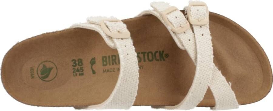 Birkenstock Rivet Logo Textiel Slide Sandalen Beige Dames