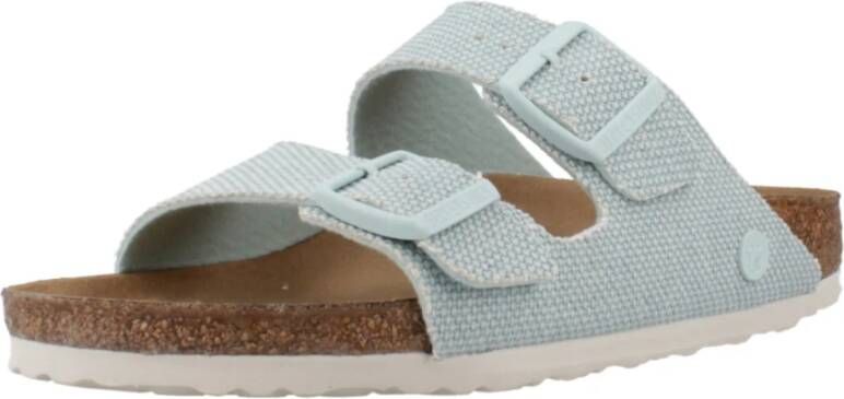 Birkenstock Rivet Logo Textiel Sliders Blue Dames