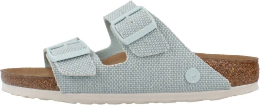 Birkenstock Rivet Logo Textiel Sliders Blue Dames