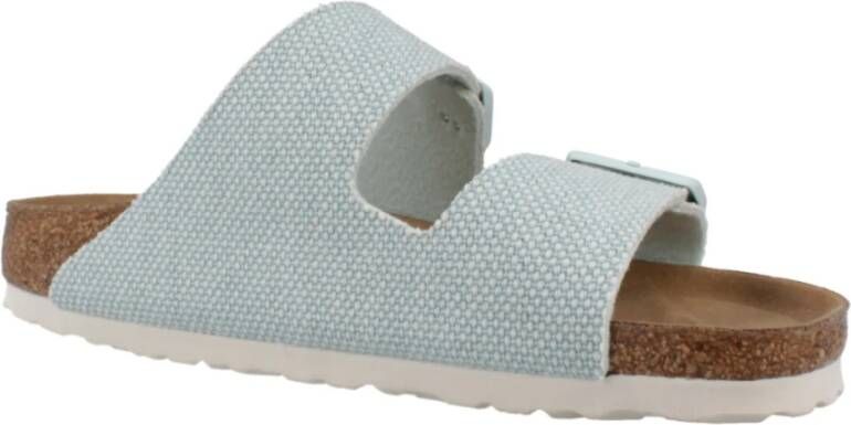 Birkenstock Rivet Logo Textiel Sliders Blue Dames