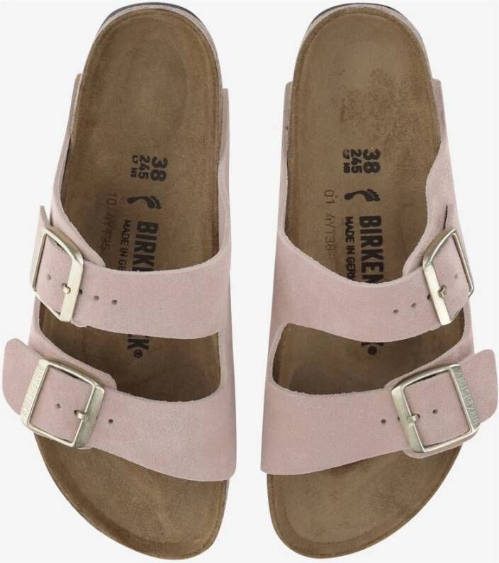 Birkenstock Roze Suède Sandalen met Kurken Zool Pink Dames