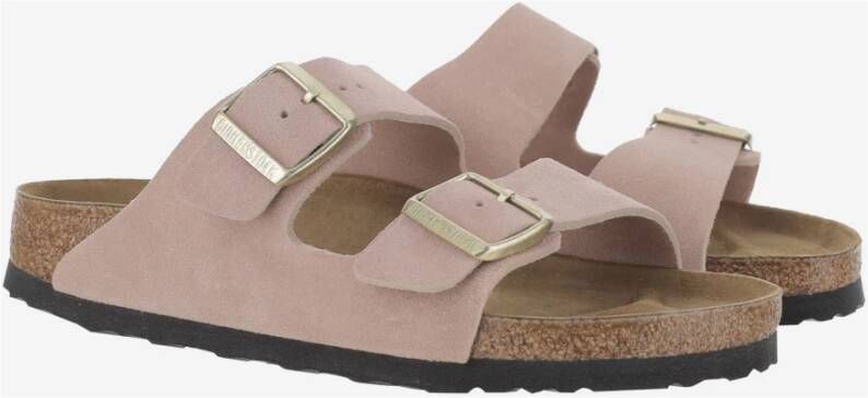 Birkenstock Roze Suède Sandalen met Kurken Zool Pink Dames