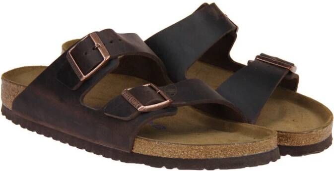 Birkenstock Sandalen Arizona Soft Footbed Geolied Nubuck Leer Brown Dames