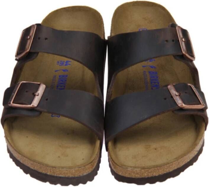 Birkenstock Sandalen Arizona Soft Footbed Geolied Nubuck Leer Brown Dames