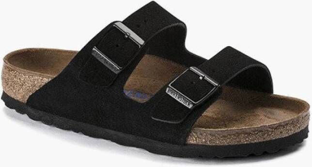 Birkenstock Leren Slides Zwart Heren