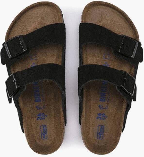 Birkenstock Leren Slides Zwart Heren