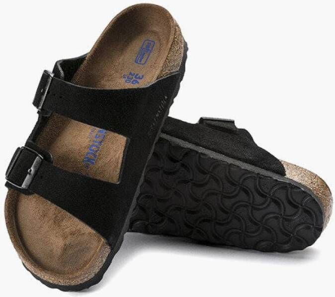 Birkenstock Leren Slides Zwart Heren