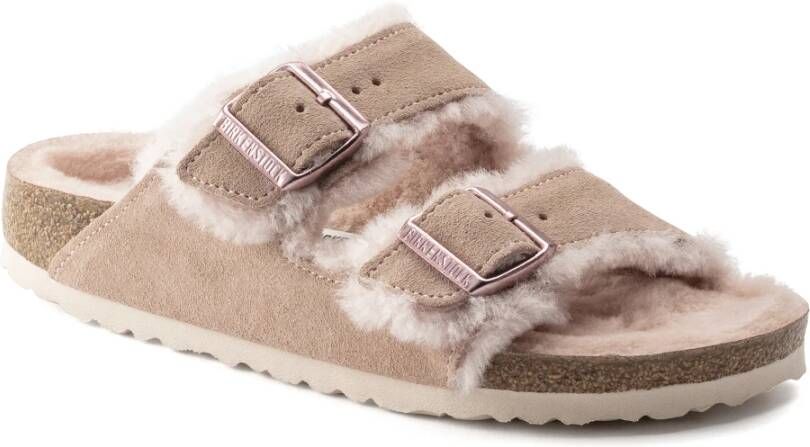 Birkenstock Shearling Arizona Sandalen Roze Dames