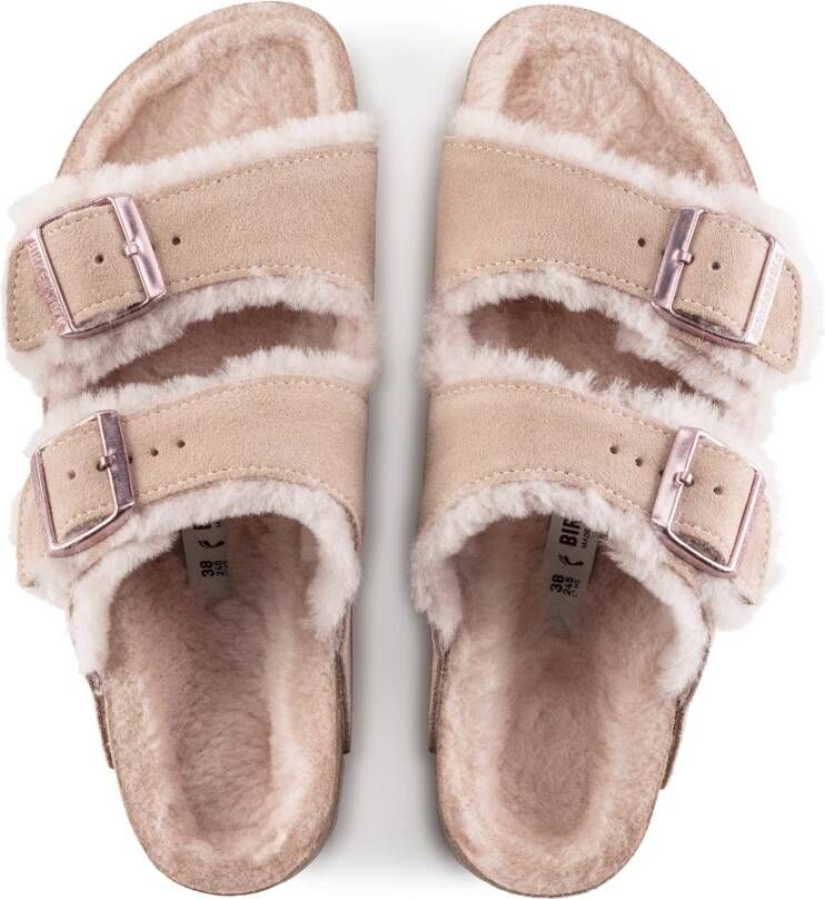 Birkenstock Shearling Arizona Sandalen Roze Dames