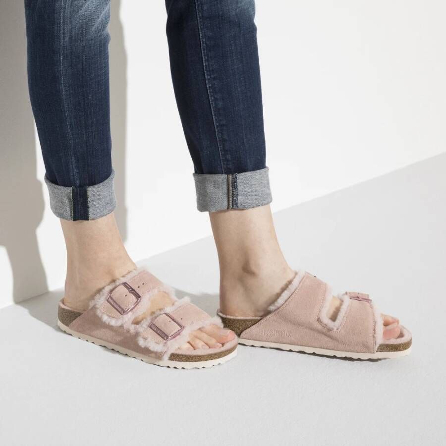 Birkenstock Shearling Arizona Sandalen Roze Dames