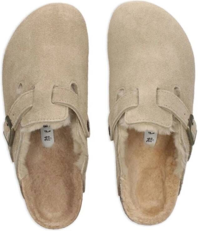 Birkenstock Shearling Beige Sandalen Slip-On Stijl Beige Dames