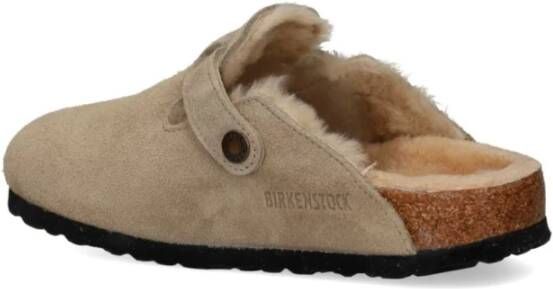 Birkenstock Shearling Beige Sandalen Slip-On Stijl Beige Dames