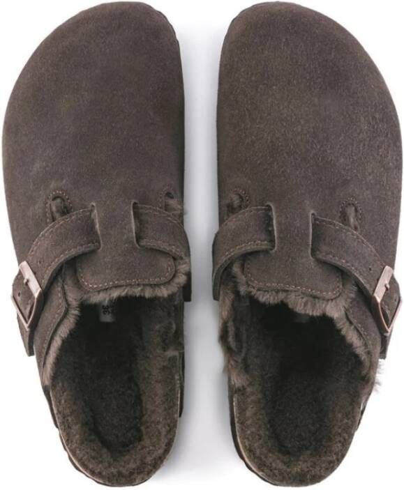 Birkenstock Shearling Boston Klompen in Mocha Brown Dames