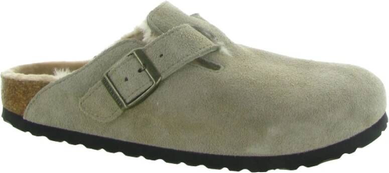 Birkenstock Shearling Damessandalen Boston Stijl Gray Dames