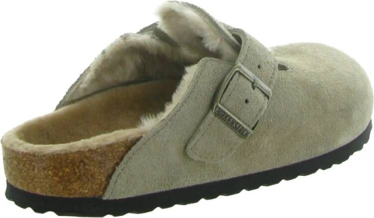 Birkenstock Shearling Damessandalen Boston Stijl Gray Dames