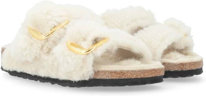 Birkenstock Shearling Gesp Sandalen Beige Dames