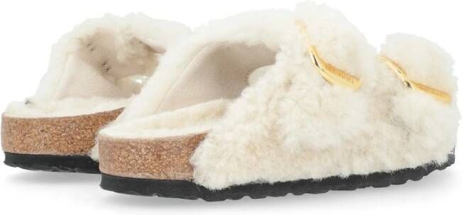 Birkenstock Shearling Gesp Sandalen Beige Dames