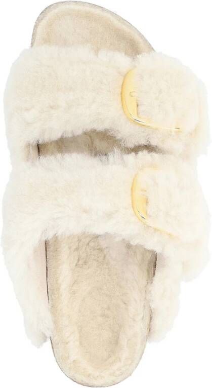 Birkenstock Shearling Gesp Sandalen Beige Dames