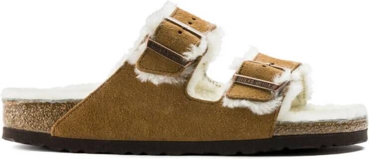 Birkenstock Shearling Mink Arizona Sandalen Brown Dames