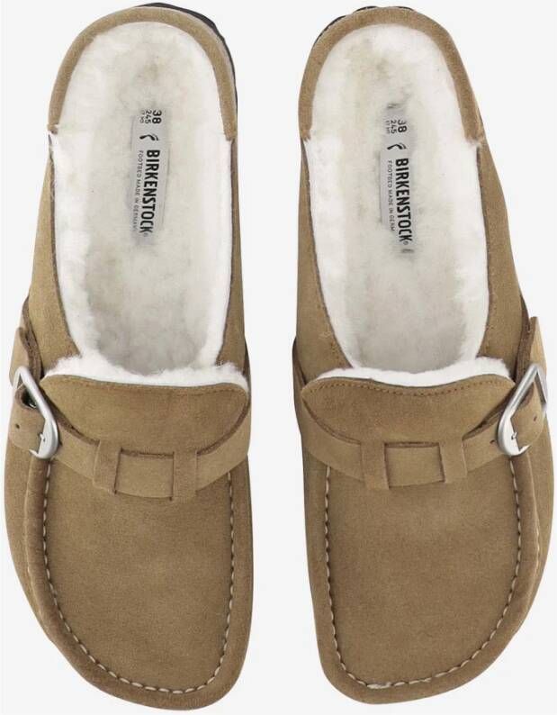 Birkenstock Shearling Muiltjes met Verstelbare Gespband Beige Dames