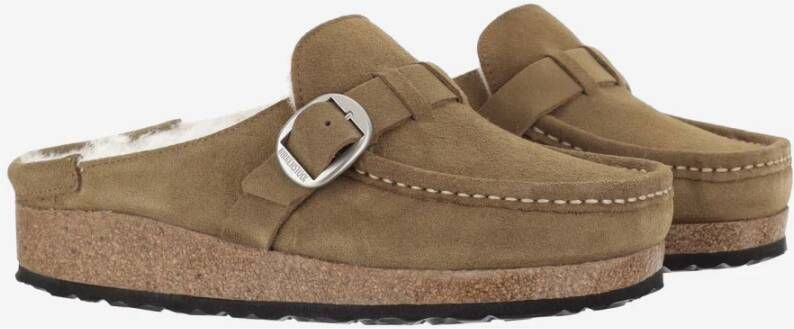 Birkenstock Shearling Muiltjes met Verstelbare Gespband Beige Dames