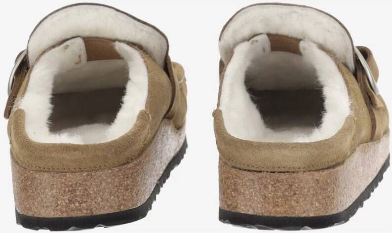 Birkenstock Shearling Muiltjes met Verstelbare Gespband Beige Dames