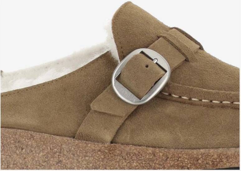 Birkenstock Shearling Muiltjes met Verstelbare Gespband Beige Dames