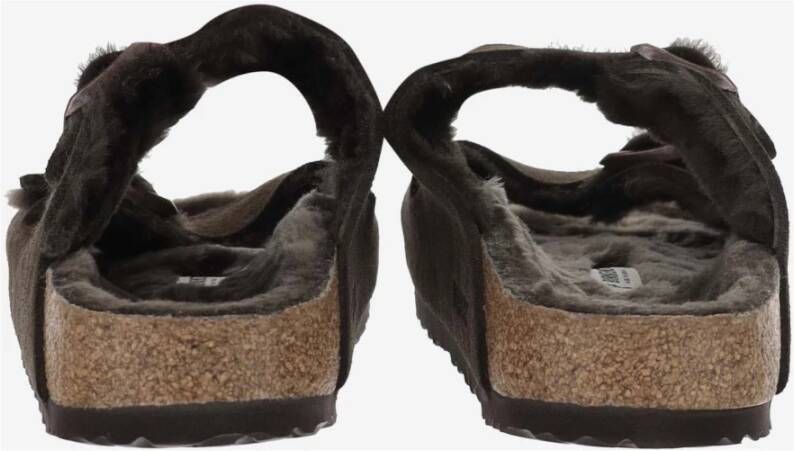 Birkenstock Shearling Sandalen met Logogespen Brown Heren