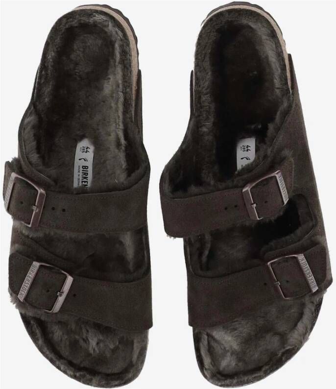 Birkenstock Shearling Sandalen met Logogespen Brown Heren