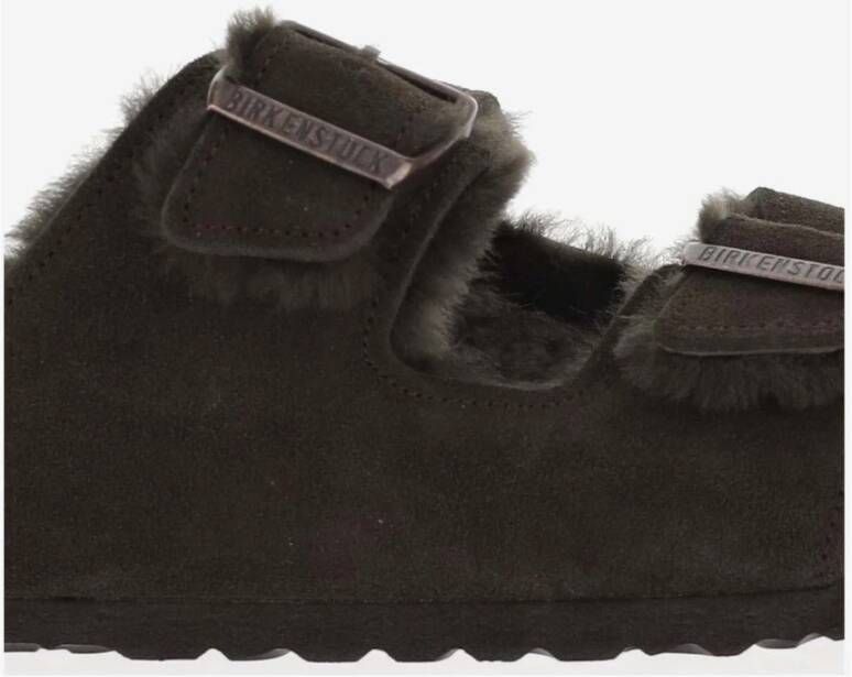 Birkenstock Shearling Sandalen met Logogespen Brown Heren