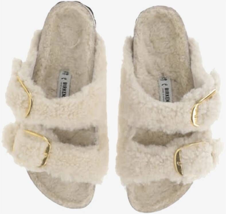 Birkenstock Shearling Sandalen met Verstelbare Banden White Dames