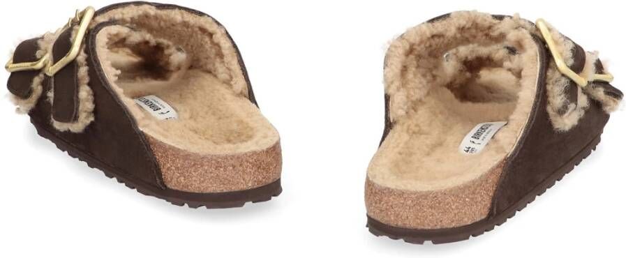 Birkenstock Shearling slides met bontvoering Brown Heren