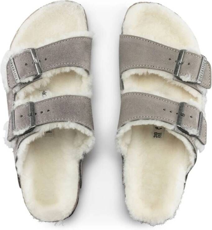 Birkenstock Shearling Stone Coin Arizona Sandalen Gray Dames