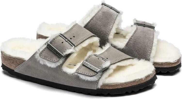 Birkenstock Shearling Stone Coin Arizona Sandalen Gray Dames