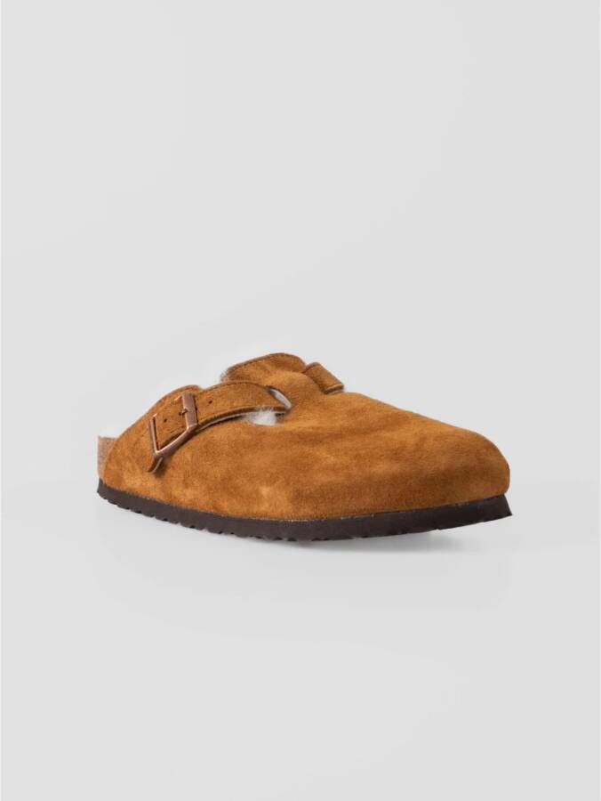 Birkenstock Shearling Suede Klomp Brown Dames