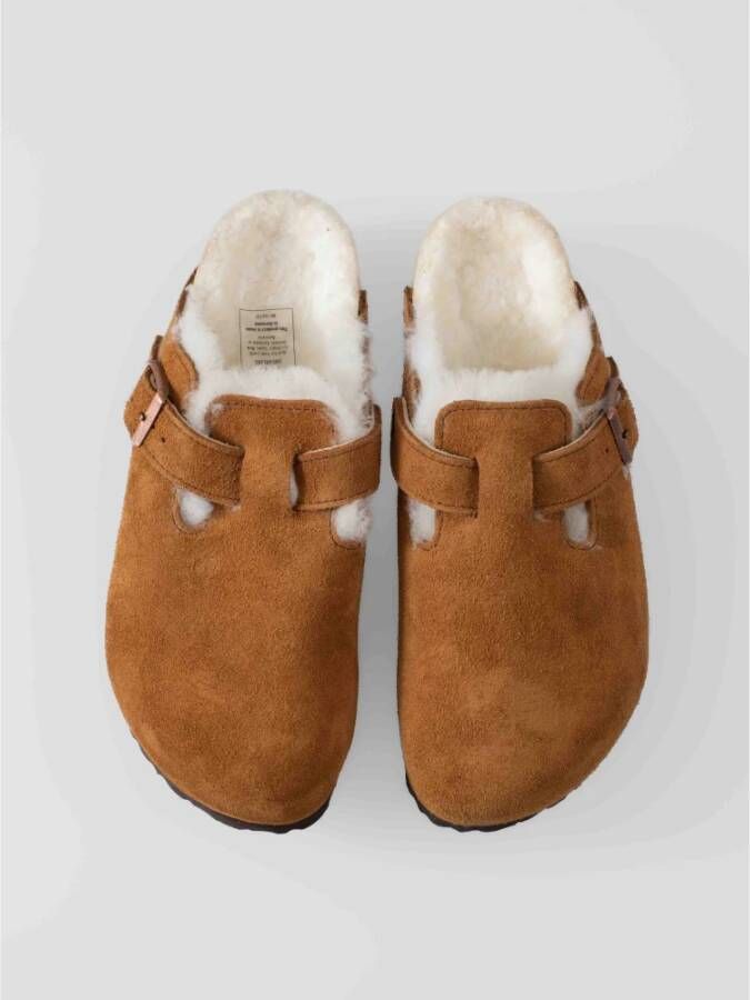 Birkenstock Shearling Suede Klomp Brown Dames