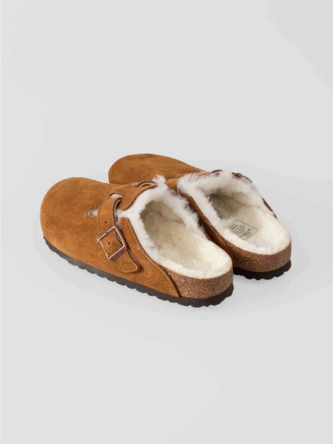 Birkenstock Shearling Suede Klomp Brown Dames