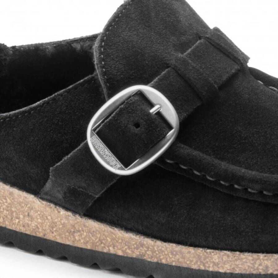 Birkenstock Shearling Suede Leren Mocassin Klomp Black Dames