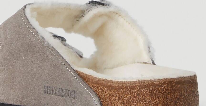 Birkenstock Shearling Twee Band Sandalen Gray Heren