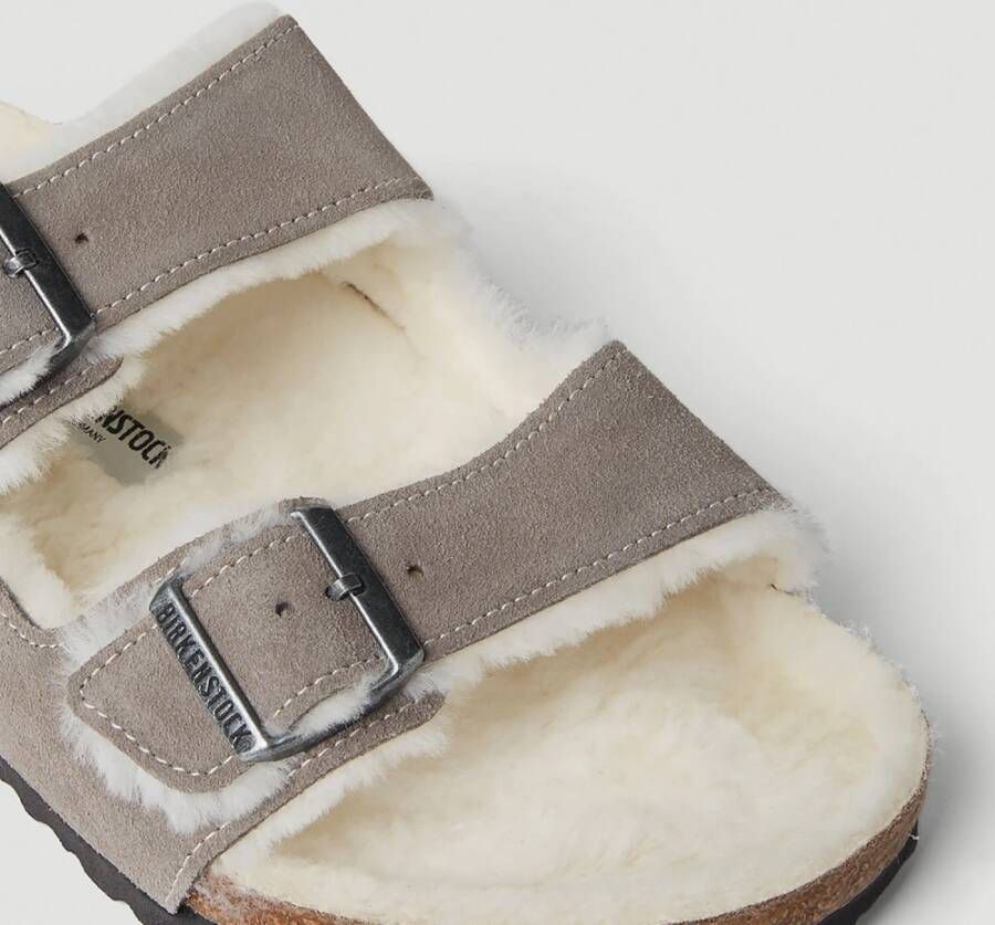 Birkenstock Shearling Twee Band Sandalen Gray Heren