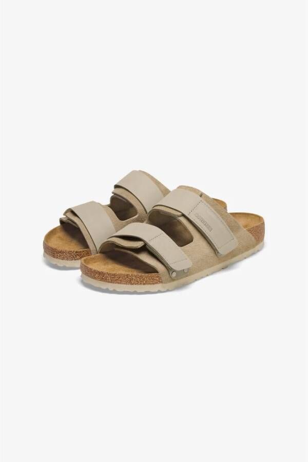 Birkenstock Su?de Slippers met Verstelbare Bandjes Beige Heren