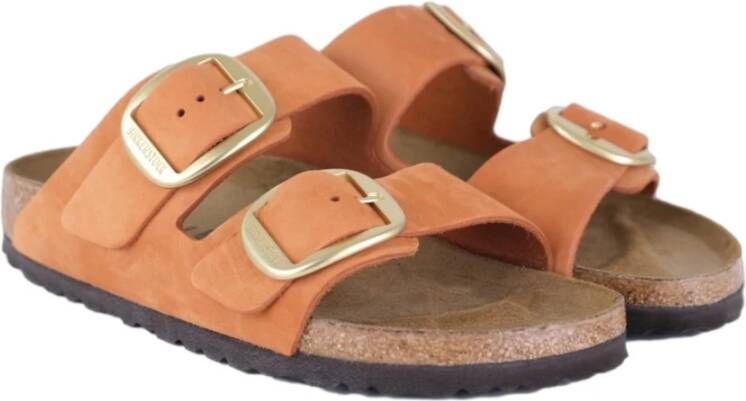 BIRKENSTOCK Arizona Burnt Orange Nar Oranje Nubuck Platte sandalen Unisex Schoenen