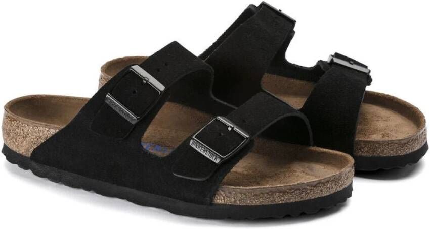 Birkenstock Arizona Suède Sandaal Zwart Heren