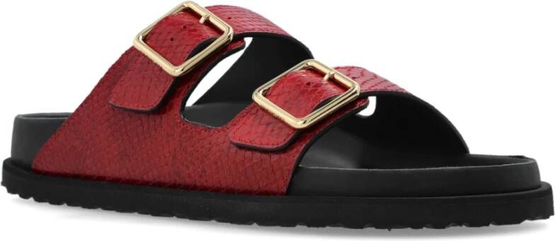 Birkenstock Slides Arizona Lined Red Dames