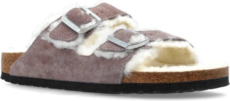 Birkenstock Slides Arizona Shearling Purple Dames