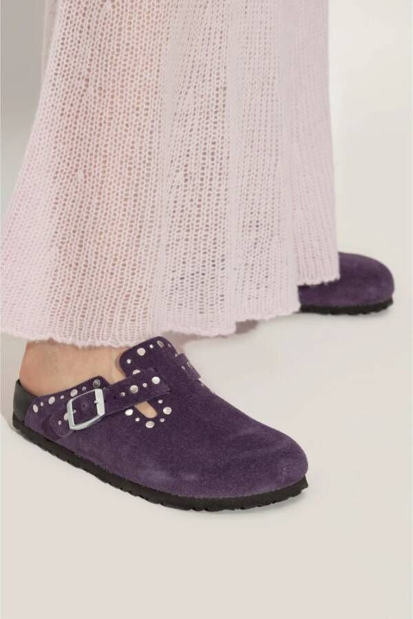 Birkenstock Slides Boston Rivet Border Purple Dames