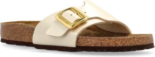 Birkenstock Catalina Cushion Buckle Slides Beige Dames