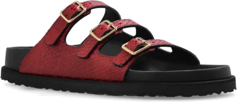 Birkenstock Slippers Florida Gevoerd Red Dames