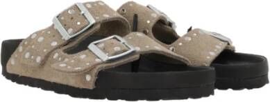 Birkenstock Studded Suede Flat Sandals Beige Dames